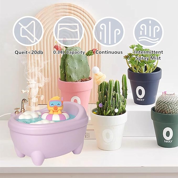 Cute Pink Mini Humidifier for Bedroom & Office, Top Fill 0.34L, Cool Mist, Quiet, Easy Clean, Colorful Light, Auto Shut Off - Image 3