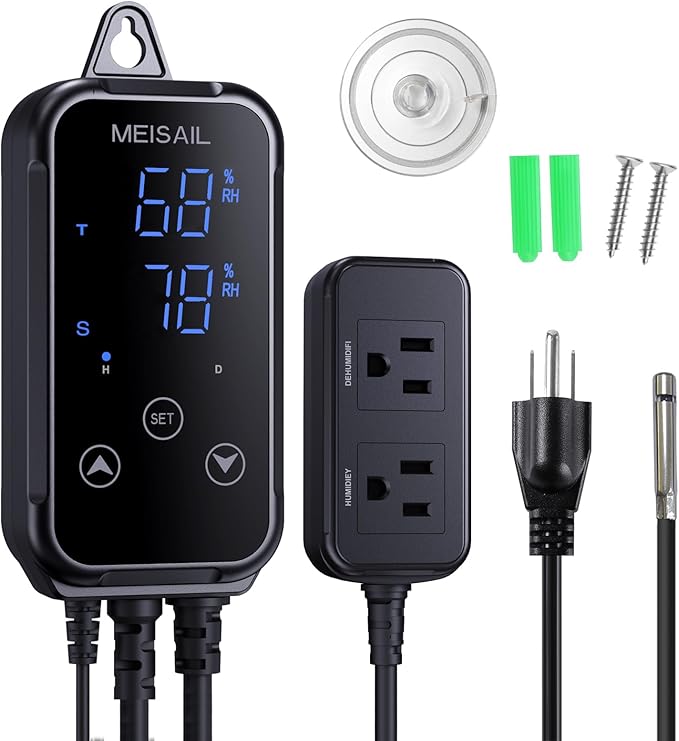 Humidity Controller S20B Humidistat for Humidification and Dehumidification - 100-240VAC Input, 10A Load Capacity, Control Humidity 10%-95% Rh - Dual Stage Control Humidifier Dehumidifier. - Image 8