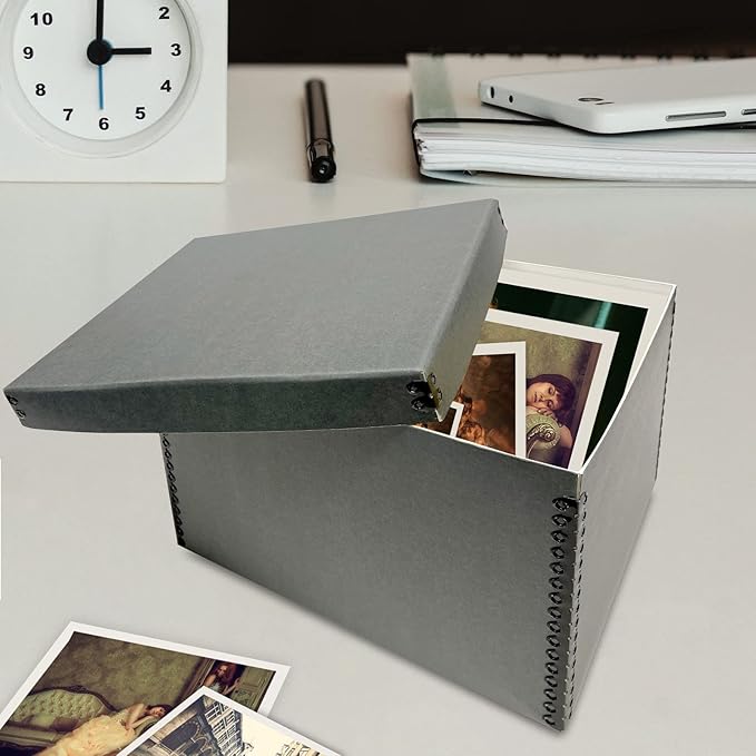 Lineco Record Storage Box 12x15x10 inch. Extra-Durable Filing Archival Cartons for Long-Term Storing of Important Documents, Papers, Photos or Prints. Acid-Free Gray Boxboard, 2 Pack - Image 8
