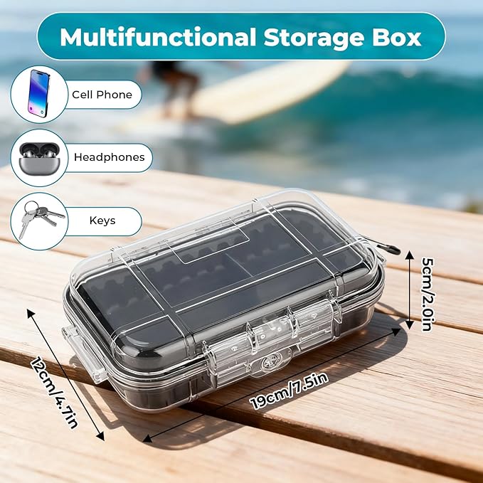 Outdoor Storage Box, Shockproof Airtight Storage Case, Outdoor Storage Box for Edc, Pressure Proof Dry Boxes with Detachable Pad for Camping for Edc Tools, Phone, Keys - Image 6