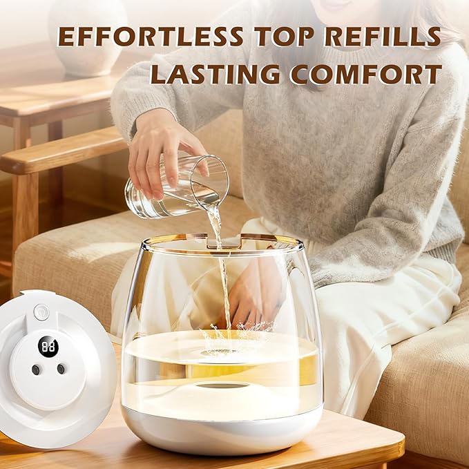 Humidifiers for Bedroom, 3 L Cool Mist Top-Fill 40H Super Long Time, 23dB Quiet, Baby Humidifier, Oil Diffuser for Large Room, Plants, Nursery, Office, 7 Color Light Ultrasonic (white) - Image 4