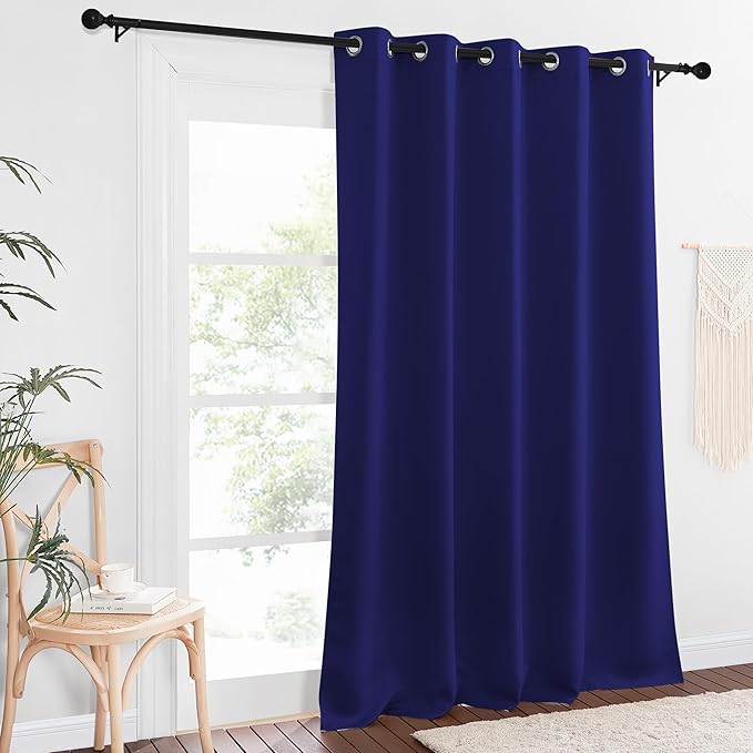 NICETOWN Sliding Door Window Treatment Blackout Patio Door Curtain Panels, Privacy Thermal Drapes for Bedroom Living Room Department with Grommet Top (Navy Blue, W66 x L110) - Image 8