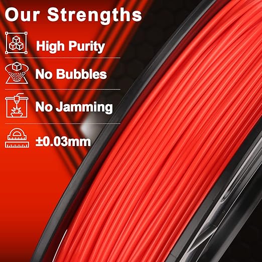 AMOLEN PLA 3D Printing Filament Bundle 1.75mm, Black White Red Blue 250g X 4 Spools Pack 3D Printier Filament, 1KG/2.2 lb in Total, Compatible with Most FDM Printer and 3D Pen - Image 4