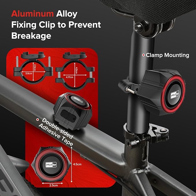 Bike Alarm,110dB Loud Waterproof Wireless E-Bike Alarm with Remote,Anti Theft Alarm Adjustable Volume Motorcycle Wireless Motion Sensor Alarm for Bicycle, Ebike,Ebike Accessories - Image 4