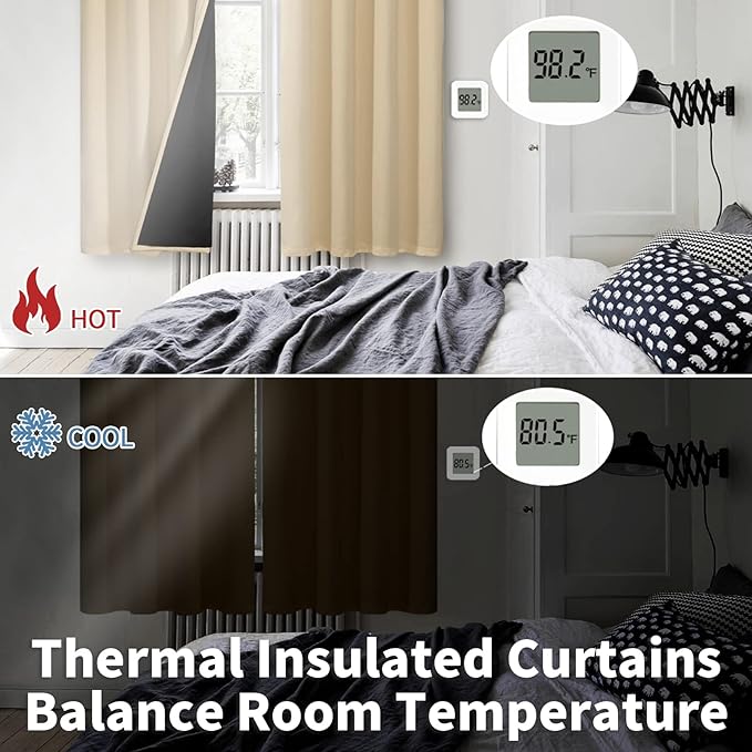 BGment Natural Blackout Curtains 95 Inches Long 2 Panels Set for Living Room, Thermal Insulated 100% Light Blocking Curtains & Drapes, Grommet Soundproof Curtains for Bedroom Window, Each 52 Wide - Image 4