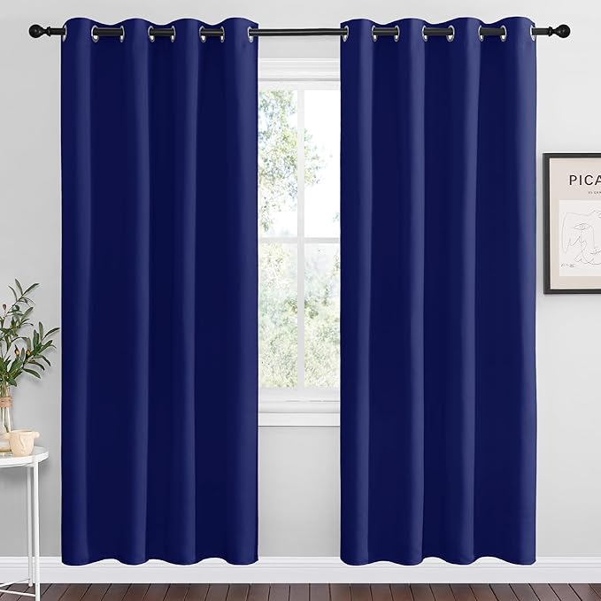 NICETOWN Navy Blue Blackout Curtains 78 inches Length for Living Room, 2 Panels, 55" Wide, Thermal Insulated Decoration Drapes for Bedroom Window by NICETOWN