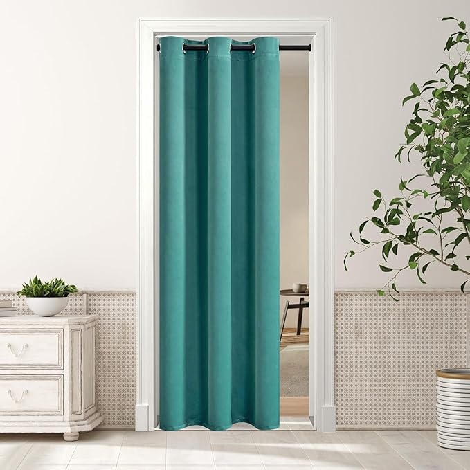 MYSKY HOME Blackout Curtains for Bedroom Doorway Closet Curtains 80 Inch Length Door Curtains Thermal Insulated Room Darkening with Grommet Window Curtain for Living Room, 1 Piece, 34 x 80 Inch, Teal by MYSKYHOME