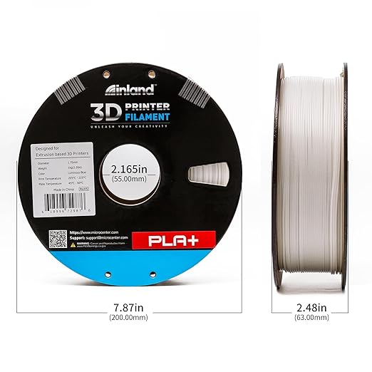 INLAND Micro Center PLA+ 3D Printing Filament 1.75mm - PLA Pro Dimensional Accuracy +/- 0.03 mm - 1kg Cardboard Spool (2.2 lbs) (1 Pack Luminous Blue, 1.75mm) - Image 8