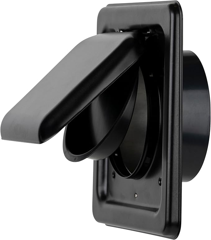 NO-PEST VENT MetalGuard, Dual Door Dryer Vent Cover Outdoor 4 Inch, Powder-Coated Heavy Duty Steel, Pest Proof, Rust Resistant, Safe & Efficient Vent Cap (Onyx, 4" Steel With Collar) by No-PestVent