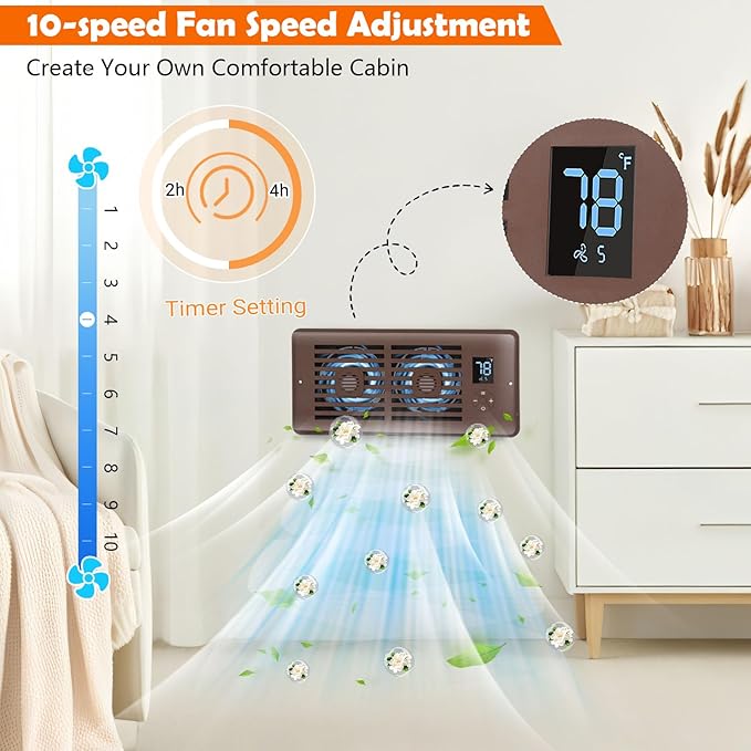 Register Booster Fan Fits 4" x 10" Register Holes, Vent Fan with DIY Scent Diffuser,Quiet 10-Speed Smart Heating Cooling AC with LCD Screen,Remote Control and Thermostat Control for Home,Wall,Floor - Image 6