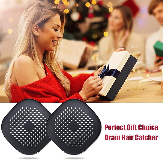 Hair Drain Catcher,Square Drain Cover for Shower Silicone Hair Stopper with Suction Cup,Easy to Install Suit for Bathroom,Bathtub,Kitchen 2 Pack (Black) - Image 7