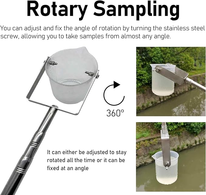 ERRULAN Telescopic Water Sampler Dipper, Ultra Light Rod Plastic Beaker Pendulum Beaker Sampler for Environmental Monitoring, Water Quali, 500/1000ml Sludge Judge Sampling(500ml,1.49-7m/4.9-23.0ft) - Image 5