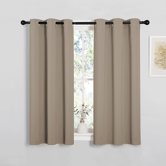 NICETOWN Bedroom Curtain Panels Blackout Draperies, Thermal Insulated Solid Grommet Blackout Curtains/Drapes (Taupe, 1 Pair, 34 by 45-inch) by NICETOWN