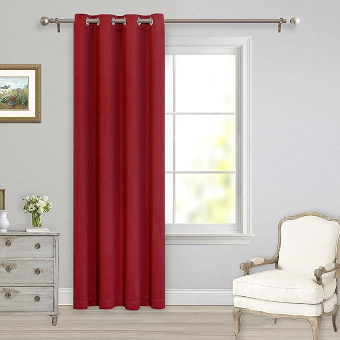 MYSKY HOME Red Curtains Bedroom Curtains 84 Inch Long Blackout Curtains for Living Room Dark Grommet Window Curtains Privacy Protect Room Darkening Single Panel Curtains, 52 x 84 Inch, Red - Image 8