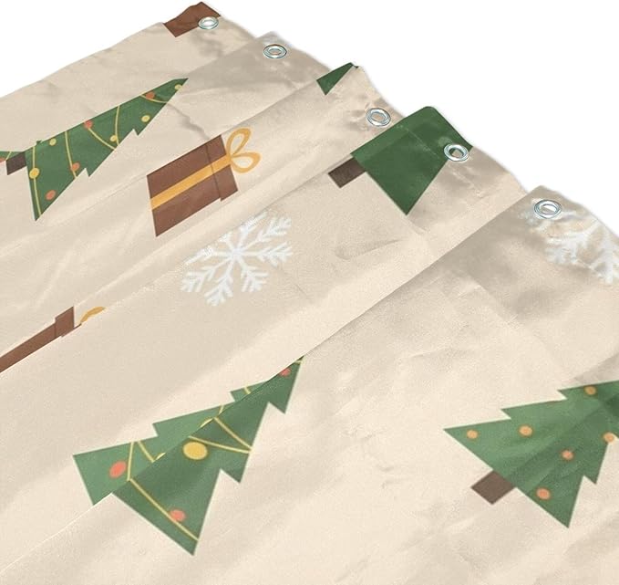Christmas Tree Beige Shower Curtain Liner 72×72 inch for Bathroom Curtain Anti Mold Shower Curtain with Hooks Bathroom Accessories - Image 3
