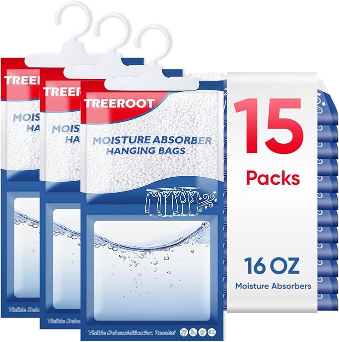 15 Pack Moisture Absorbers for Closet, 16OZ Hanging Closet Dehumidifier Bags, Hanging Humidity Absorber in Wardrobes, Kitchens and Bathrooms by Unknown