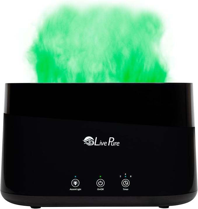 LP300HUM LivePure Aqua Flame Ultrasonic Humidifier (0.19 Gal)- Vibration Technology Humidifier with Essential Oil Diffuser – Mini Portable Cute Design for Personal Use, Dorm Rooms, & Desks - Black - Image 7