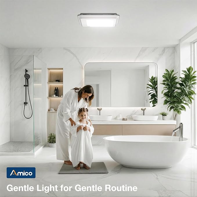 Amico Bathroom Exhaust Fan with Light, 110 CFM, 1.0 Sones, 5CCT, 1000LM, Easy Installation, Ceiling Mount Bathroom Fan, Adjustable Bath Exhaust Vent with light, ETL & FCC Certified - Image 7