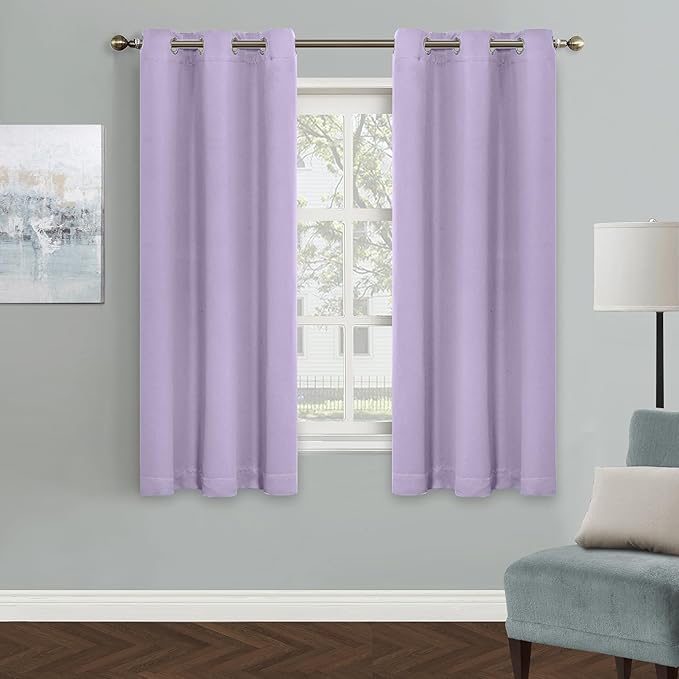 MYSKY HOME Lilac Blackout Curtains for Living Room, 63 Inch Long Grommet Room Darkening Curtain for Bedroom, Amazing Triple Weave Thermal Insulated Curtain, 1 Curtain Panel, 42 x 63 Inch, Lilac by MYSKYHOME