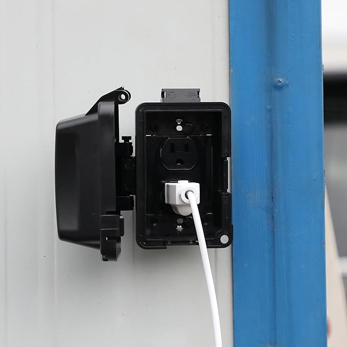 Bates- Outdoor Outlet Cover Weatherproof, Black 1-Gang Outdoor Electrical Outlet Cover Box with Mounting Hardware, Horizontal/Vertical Use - Image 9