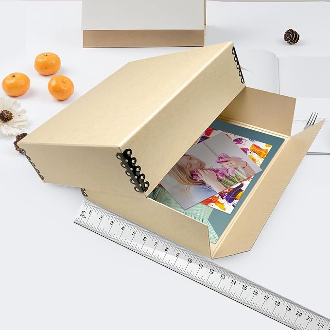 Lineco Museum Archival Storage Box, 11.75x15.25x3 in. Drop Front Design. Acid-Free with Metal Edge. Organize Photos, Pictures, Prints, Documents, Crafts, DIY. Tan, 1 Pack - Image 3