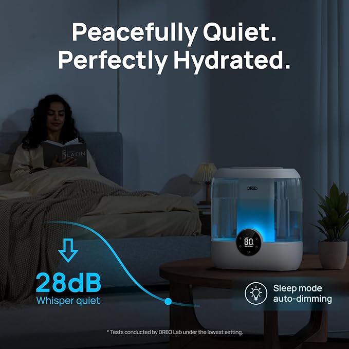 DREO Smart Humidifiers for Bedroom, 6L Top Fill Supersized Cool Mist Humidifier for Large Room, 60 Hour Runtime, Quiet Ultrasonic Humidifiers for Plants, Baby, Indoor, Home, Night Light, White - Image 6