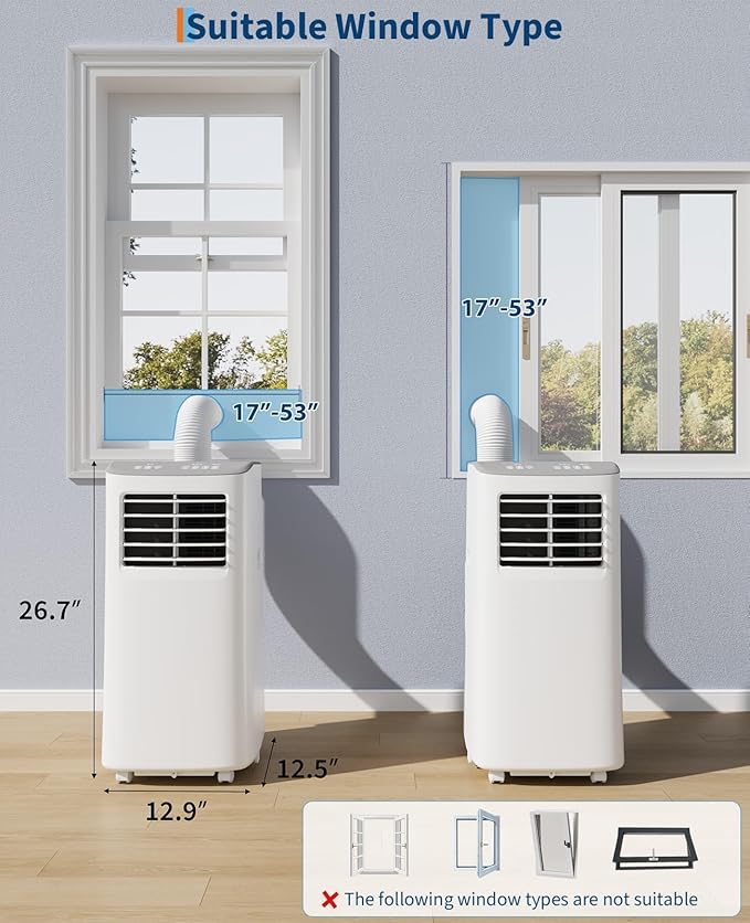 GarveeHome Portable Air Conditioner, 8000 BTU for Rooms up to 450 Sq. Ft., Remote & Auto Evaporation, Compact AC for Apartment. - Image 2