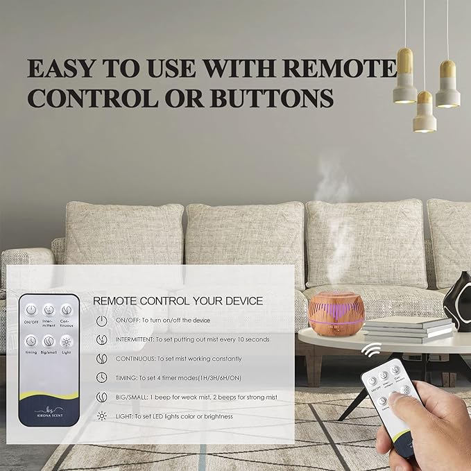 Humidifiers for Bedroom Large Room Home Baby Kids Whole House Hotel Office Desk Plant,500ml Cute Aromatherapy Portable Ultrasonic Cool Mist Humidifier with Essential Oil Diffuser Light Remote - Image 3