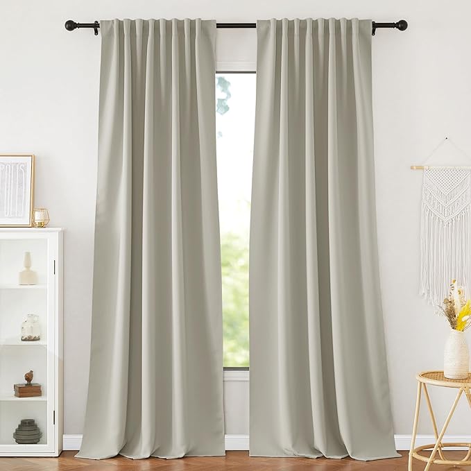 NICETOWN Natural Curtains 108" Length for Living Room, Room Darkening Drapes Thermal Insulated Luxury and Thick Window Ceiling Panels for Farmhouse Family Room, 52" Wide, 2 PCs - Image 2