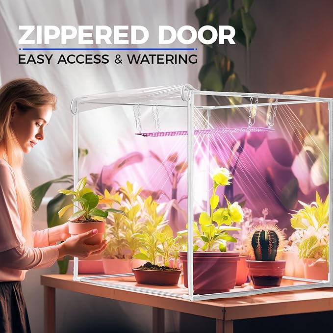 Barrina Indoor Greenhouse with Grow Light, with 40W Seed Starting LED Indoor Plant Light, Portable Mini Greenhouse with Timer for Seed Starter Tray, Seedling, Sprouting, Microgreens, 23x23x23IN - Image 3