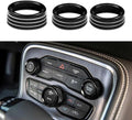3PCS Air Conditioner Switch Button Knob Cover, Auto Accessories Climate Control Knob Covers, Aluminum Alloy Knob Ring Trim Cover Compatible with Dodge Challenger Durango 2015-2022 (Black) by Unknown