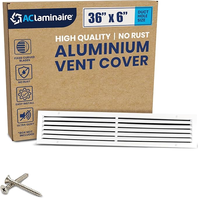 36x6 Inch (Duct Opening) Air Return Vent Cover Decorative – Premium Aluminum AC Vent Cover for Ceiling & Wall, Rustproof Grille, Ideal for Home HVAC Grille, Durable & Easy to Install by ACLAMINAIRE by LAMINAIRE