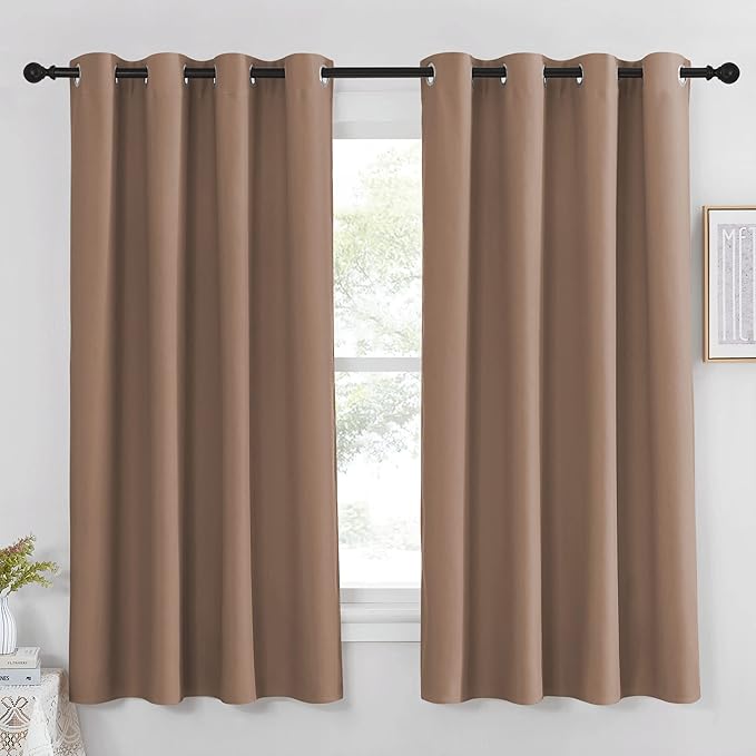 NICETOWN Blackout Curtains 63 inches Length - (Cappuccino Color) Thermal Insulated Room Darkening Drape for Villa/Apartment/Rental Room, 52 inches Wide by 63 inches Long, 1 Piece by NICETOWN