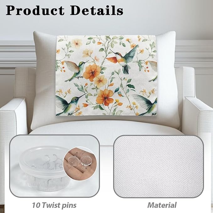 Hummingbird Flower Recliner Headrest Cover Lazy Boy Sofa Headrest Cover No-Slip Chair Arm Covers Protectors Fade Resistant Furniture Couch Headrest Protector Chair Back Covers - Image 5