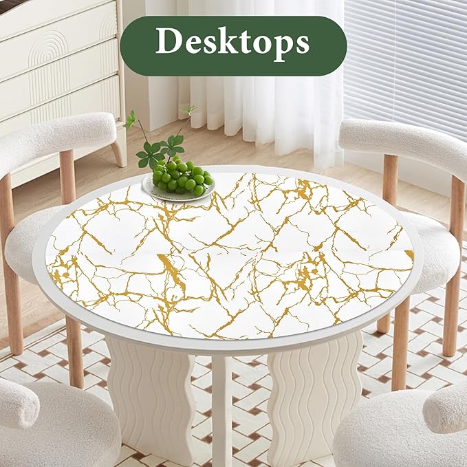 Drawer and Shelf Liner for Kitchen Cabinet Non Slip Waterproof Shelf Paper 12 in X 30 Ft Non Adhesive Refrigerator Liners Gold White Marble Easy Liners for Bathroom Cupboard - Image 7