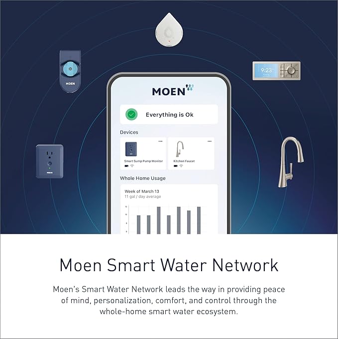 Moen Flo Smart Water Leak Detector, Drip or Flood Sensor Alarm for Home, 2-Pack, White, 920-004 - Image 7