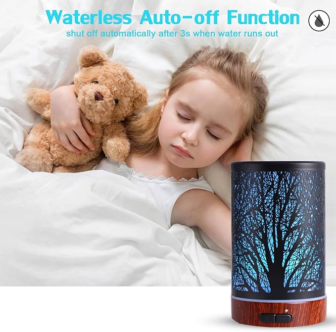 Essential Oils Diffuser for Home,150ML Aromatherapy Diffuser,Birthday Gifts for Women mom,Metal Cool Mist Humidifier with 7 Colors Lights Waterless Auto Off Air Diffusers(Tree) - Image 6