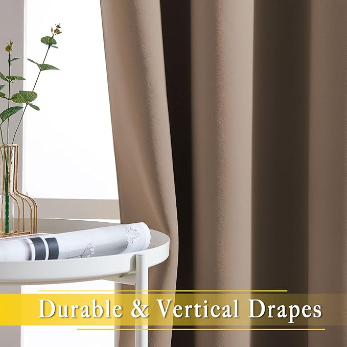 NICETOWN Blackout Blinds for Patio Door, Sliding Door Insulated Blackout Curtains, Extra Wide Curtain with Grommet Top for Villa/Hall/Parlor (Cappuccino, 1 Panel, 80” W x 108“ L) - Image 6