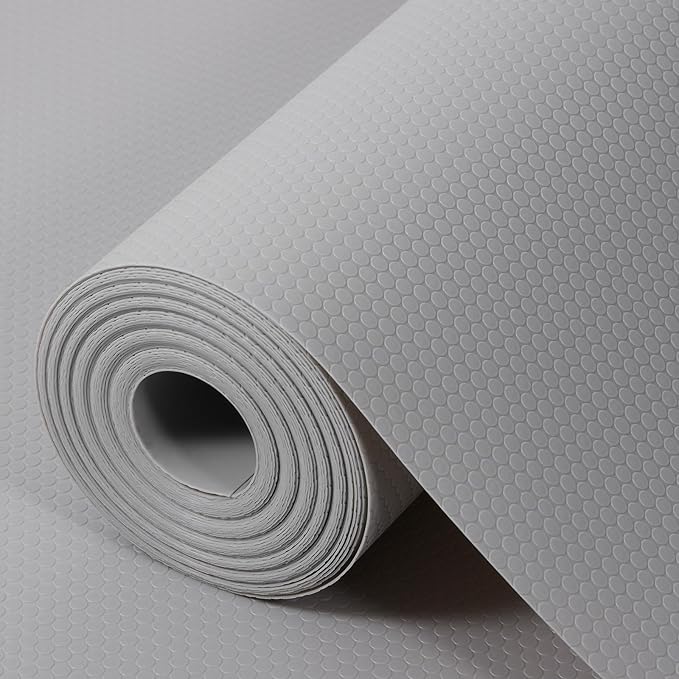 Light Gray Shelf Liners for Kitchen Cabinets Non Adhesive Drawer Liner for Bathroom Waterproof Refrigerator Liners for Shelves Fridge Plastic Mats Cabinet Cupboard Liner 23.6 x 157.4 Inches - Image 7