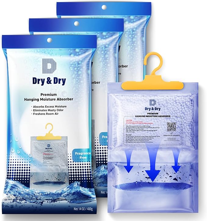 Dry & Dry 3 Packs [Net 14 Oz/Pack] Moisture Absorbers for Home, Basement & Bedroom - Small Dehumidifiers by DryDry
