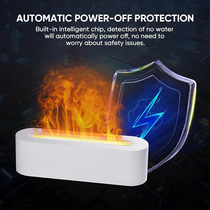 Essential Oil Diffuser, Fireplace Flame Fire Oil Diffuser, 150ml Ultrasonic Cool Mist Aromatherapy Humidifier, Scent Aroma Diffuser with 7 Colors Light, Timer & Auto-Off for Home, Room (White) - Image 5