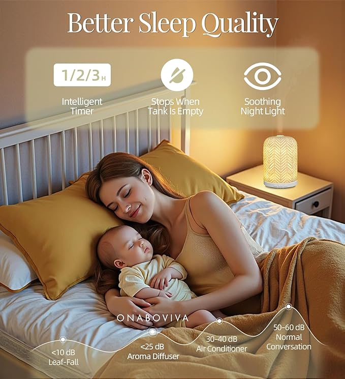 Essential Oil Diffuser – 2.4MHz Ultrasonic Aromatherapy Diffuser, Health Night Light, Timer & Auto Shut-Off, BPA-Free, 120ml Ceramic Oil Diffuser for Bedroom, Office, Spa, Yoga - Image 3