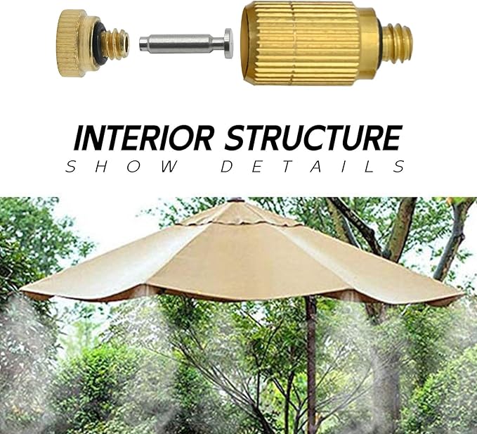 Brass Misting Nozzle, 10 Pack High Pressure Spray 10/24 UNC Anti-drip Fogging Spray Head Misting System Tips for Outdoor Cooling System 0.012" Orifice (0.3 MM) - Image 3