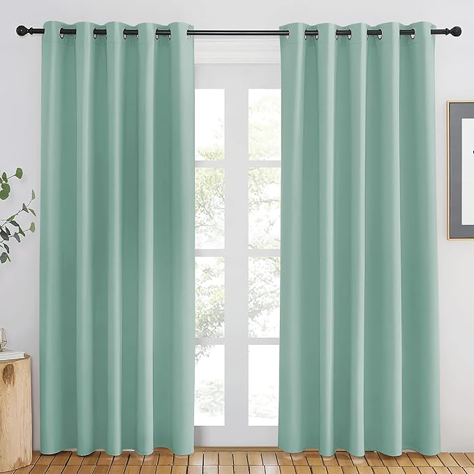 NICETOWN Aqua Blue Blackout Curtains 84 inch Length, Grommet Top Room Darkening Drapes for Bedroom Living Room, Light Blocking Window Covering for Privacy (W66 x L84 Inch, 1 Panel) by NICETOWN