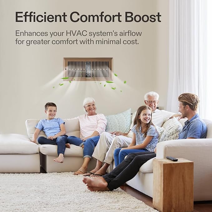 VIVOSUN Quiet Register Booster Fan for "  " Holes, Cooling Heating Vent Fan with 10-Speeds App Control &Adjustable Wind Direction, Thermostat Control for Bedroom, Bathroom &Attic, Brown - Image 9