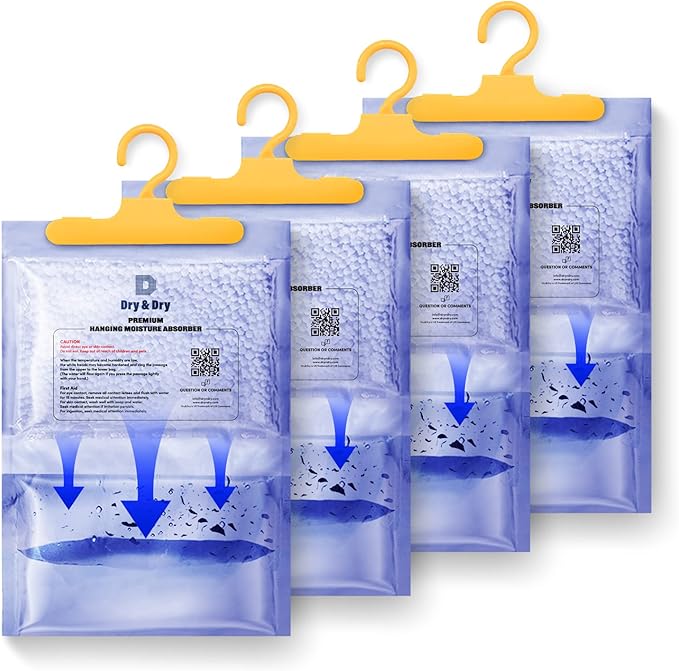 Dry & Dry Premium Moisture Absorbers Dehumidifiers for Home, Basement, Bedroom, Small Dehumidifiers - Moisture Absorbers - Transparent (4 Pack) 7 ounce by DryDry