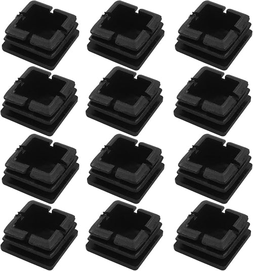 12 Pack 1" Square Plastic Plugs, Black Tubing End Caps Plugs Insert for Square Tube and Furniture Legs by Bonsicoky