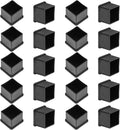 20Pcs Square Furniture Leg Caps 1-3/16" x 1-3/16" (30 x 30mm), Anti-Slip PVC Chair Leg Caps, Furniture Floor Protectors for Chair Table Sofa, Black by Bonsicoky