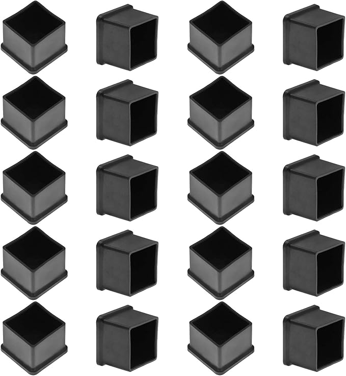 20Pcs Square Furniture Leg Caps 1-3/16" x 1-3/16" (30 x 30mm), Anti-Slip PVC Chair Leg Caps, Furniture Floor Protectors for Chair Table Sofa, Black by Bonsicoky