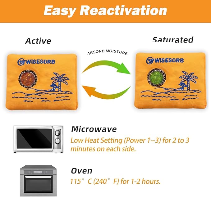 100gx80pcs Rechargeable Desiccant Packs for Storage, Color Indicating Silica Gel Packets Moisture Absorbers with Visible Window, Reusable Dehumidifier Bags for Gun Safe Closet Basement Car - Image 4